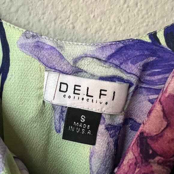 Anthropologie Delfi Quinn Multicolor Floral Pleated Midi Dress Size S - Picture 5 of 6